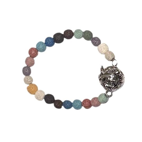 Lava Rock Stretch Bracelet with Bead Cage