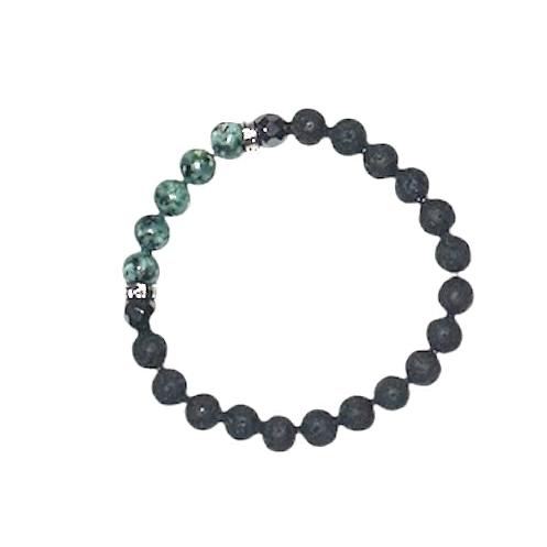 Lava Rock with African Turquoise Stretch Bracelet