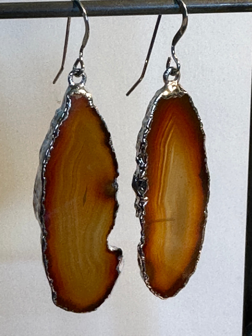 Brown Agate Slice Earrings