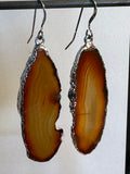 Brown Agate Slice Earrings