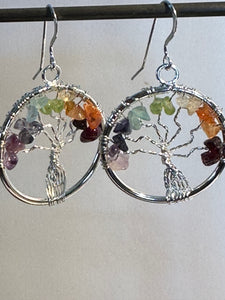 Celtic Tree of Life Gemstone Chip Earrings