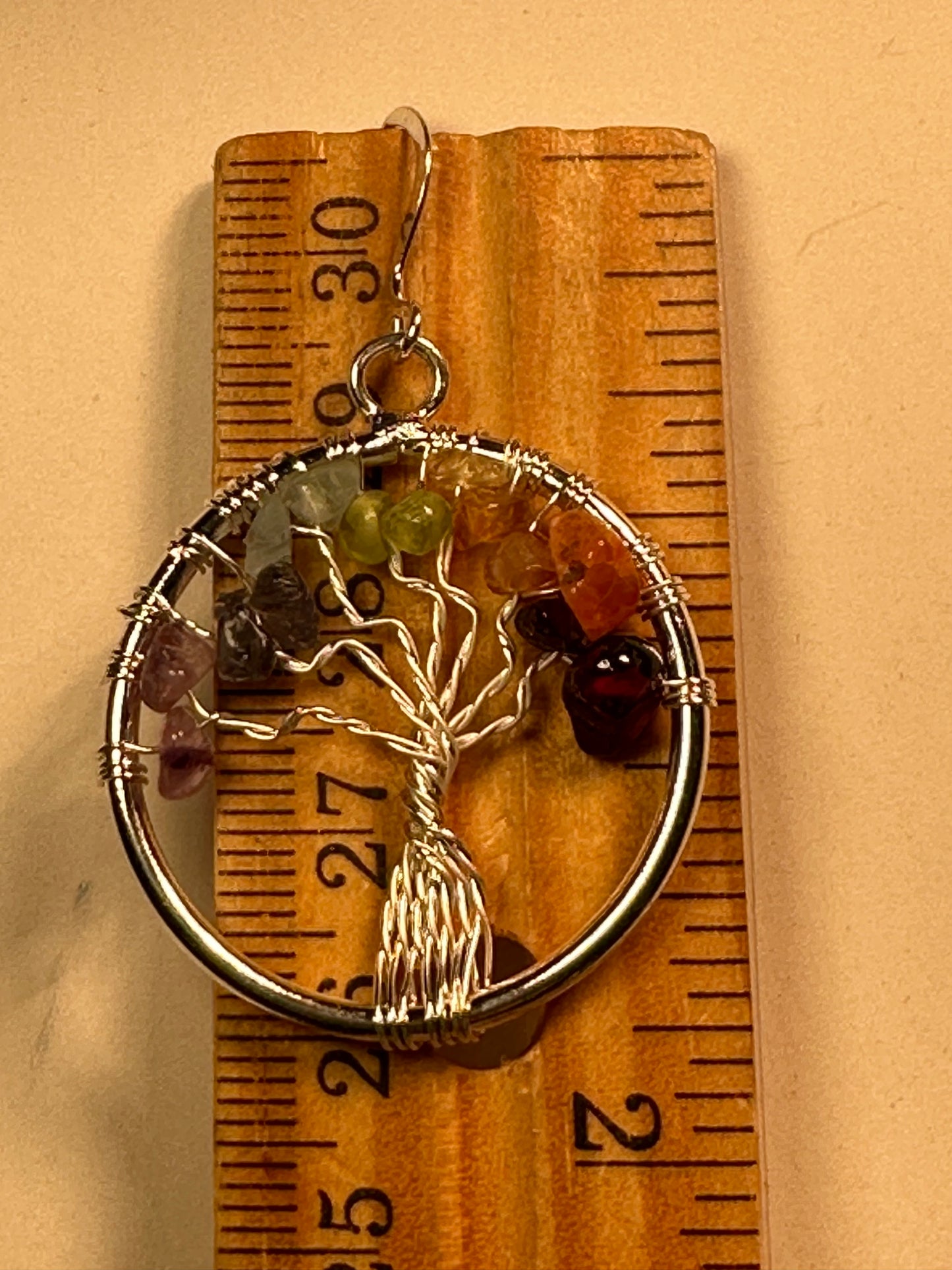 Tree of Life Gemstone Chip Earrings