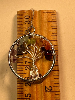 Celtic Tree of Life Gemstone Chip Earrings