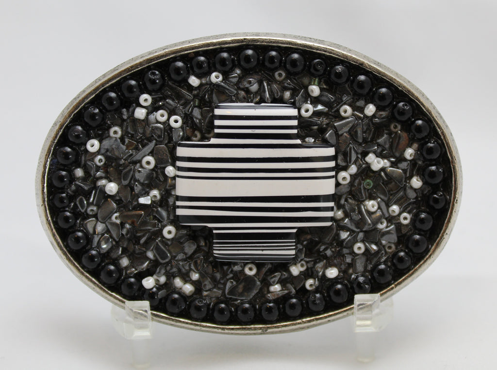 Belt Buckle with black and white cross