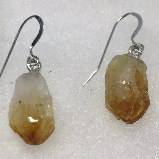 Citrine Nugget on a sterling silver ear wire