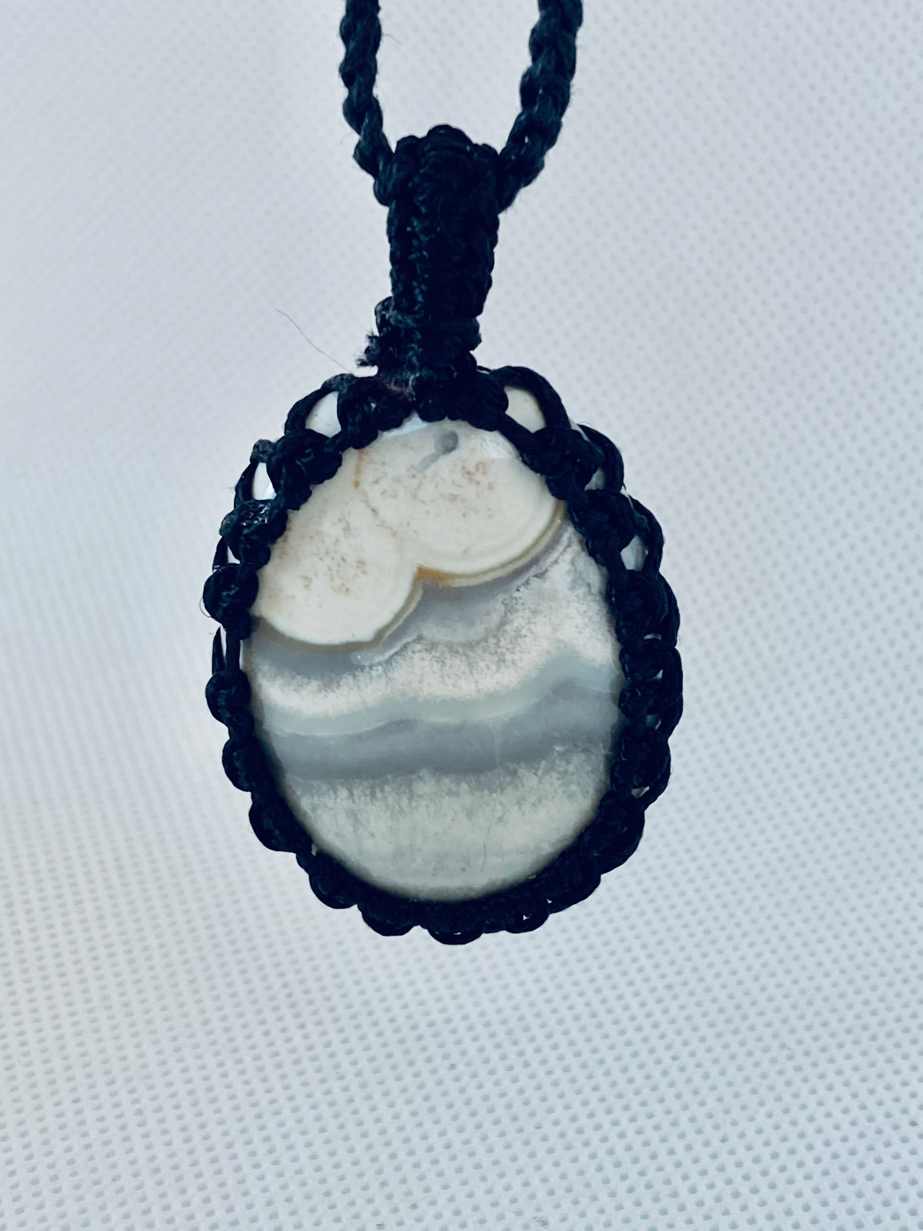 White Howlite Macrame Pendant Necklace