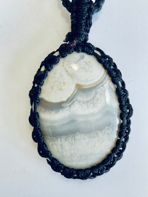 White Howlite Macrame Pendant Necklace