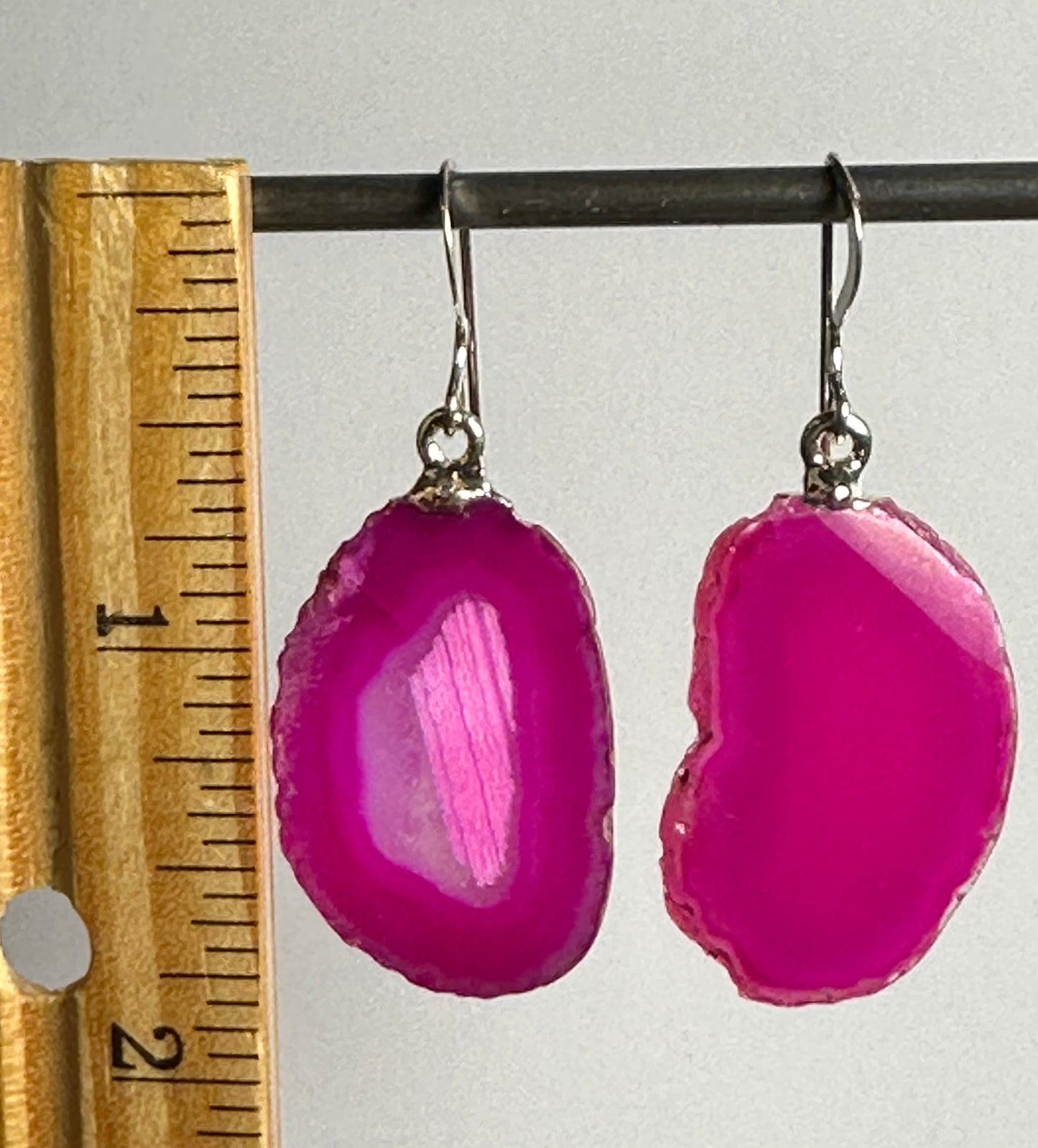 Pink Agate Slice Earrings